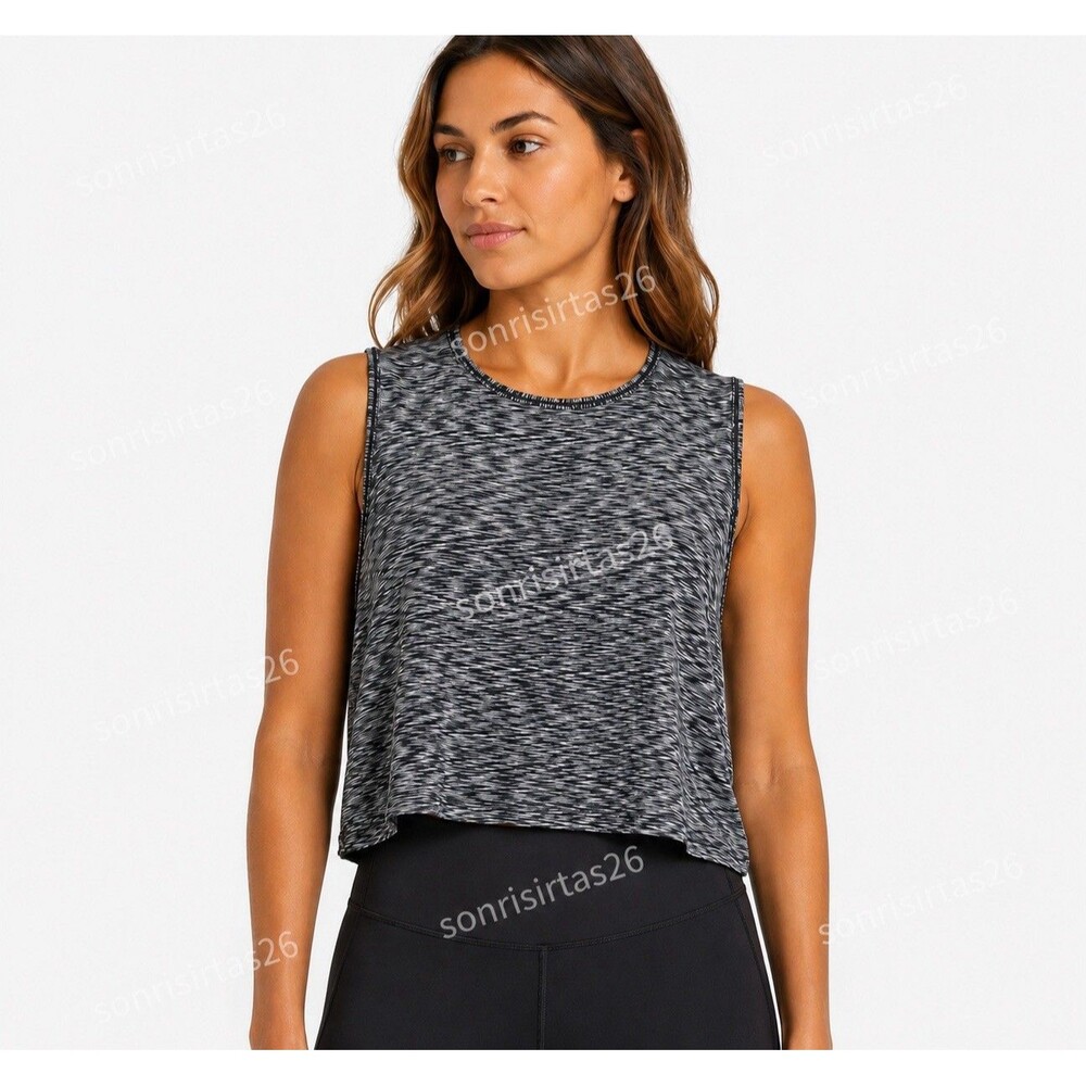 Lululemon Cinch Me Up Tank Space Dye Black White Cropped Athleisure Training Gym